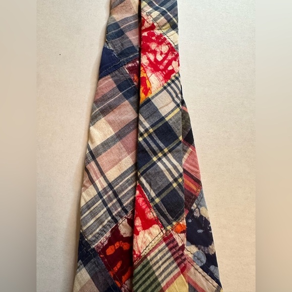 Vintage 70s Bill Blass Patchwork Men’s Necktie Blue Red Tie Dye Orange White - Picture 6 of 9